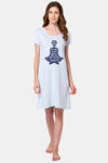 Lounge Dreams Cotton Mid Length Nightdress - Blue — thumbnail 4