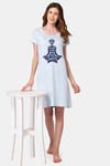 Lounge Dreams Cotton Mid Length Nightdress - Blue — thumbnail 5