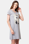 Lounge Dreams Cotton Mid Length Nightdress - Grey — thumbnail 2