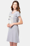Lounge Dreams Cotton Mid Length Nightdress - Grey — thumbnail 3