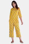 Navyas Fashion Cotton Loungewear Dress - Yellow and Grey — thumbnail 3