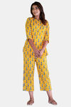 Navyas Fashion Cotton Loungewear Dress - Yellow and Grey — thumbnail 4