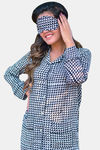 Navyas Fashion Modal Loungewear Dress - White and Black — thumbnail 4