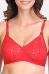 LILY Everyday Single Layered Non Wired 3/4th Coverage Minimiser Bra - Red — thumbnail 4