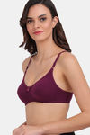 Lily Single Layered Non Wired High / 3/4Th + Coverage T-Shirt Bra - Wine — thumbnail 3