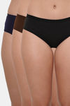 Lily Mid Rise Cotton Hipster Panty (Pack of 3) - Black Brown Navy Blue — thumbnail 1
