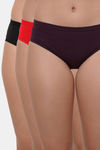 Lily Mid Rise Cotton Hipster Panty (Pack of 3) - Purple Red Black — thumbnail 1