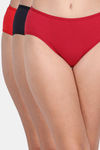 Lily Cotton Lycra Mid Rise Hipster Panty (Pack of 3) - Maroon-Navy Blue-Red — thumbnail 1
