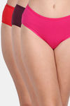 Lily Cotton Lycra Mid Rise Hipster Panty (Pack of 3) - Pink-Purple-Red — thumbnail 1