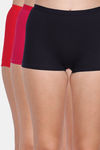 Lily Cotton Lycra High Rise Boyshort Panty (Pack of 3) - Blue-Pink-Red — thumbnail 1