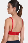 Lily Cotton Lightly Padded Full Coverage Sports Bra - Red — thumbnail 2