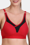Lily Cotton Lightly Padded Full Coverage Sports Bra - Red — thumbnail 4