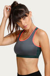 Zelocity Sports Bra With Removable Padding - Grey N Green — thumbnail 2