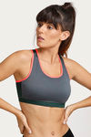 Zelocity Sports Bra With Removable Padding - Grey N Green — thumbnail 6