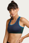 Zelocity Sports Bra With Removable Padding - Navy N Green — thumbnail 2