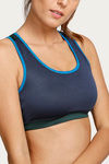 Zelocity Sports Bra With Removable Padding - Navy N Green — thumbnail 5