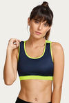 Zelocity Sports Bra With Removable Padding - Navy N Neon Yellow — thumbnail 6