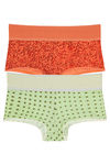 Rosaline Mid Waist Boyshort Panty(Pack of 2)- Red  n Green — thumbnail 6