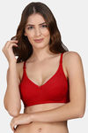 PrivateLifes Single Layered Non Wired Medium Coverage Minimiser Bra - Red — thumbnail 1