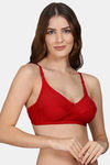 PrivateLifes Single Layered Non Wired Medium Coverage Minimiser Bra - Red — thumbnail 4