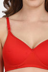 PrivateLifes Padded Non Wired Medium Coverage T-Shirt Bra - Red — thumbnail 5