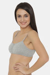 Clovia Single Layered Non Wired Full Coverage T-Shirt Bra - Grey — thumbnail 3