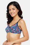 Clovia Single Layered Non Wired Full Coverage T-Shirt Bra - Navy Blue — thumbnail 3