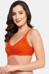 Clovia Single Layered Non Wired Full Coverage T-Shirt Bra - Orange — thumbnail 3