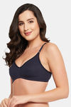 Clovia Single Layered Non Wired Medium Coverage T-Shirt Bra - Navy Blue — thumbnail 3