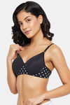 Clovia Padded Non Wired Full Coverage T-Shirt Bra - Black — thumbnail 3