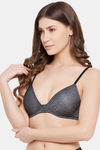 Clovia Padded Non Wired Medium Coverage T-Shirt Bra - Grey Melange — thumbnail 3