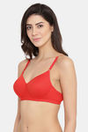 Clovia Lightly Padded Non Wired Full Coverage T-Shirt Bra - Red — thumbnail 3