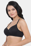 Clovia Lightly Padded Non Wired Full Coverage T-Shirt Bra - Black — thumbnail 2