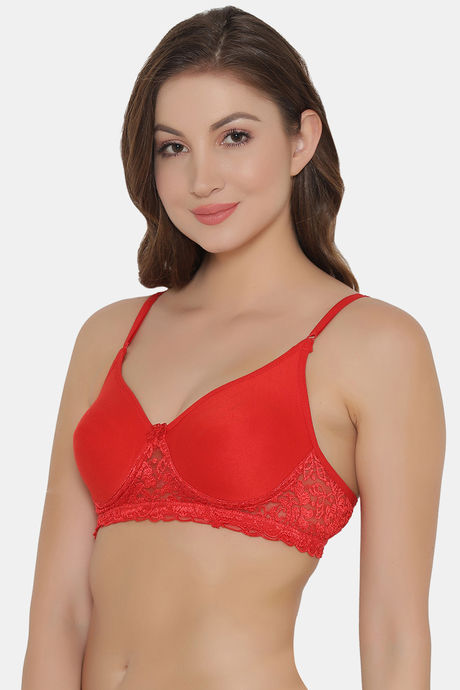 Clovia Lightly Padded Non Wired Full Coverage T-Shirt Bra - Red — image 3