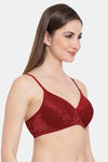 Clovia Lightly Padded Non Wired Full Coverage T-Shirt Bra - Maroon — thumbnail 2