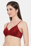 Clovia Lightly Padded Non Wired Full Coverage T-Shirt Bra - Maroon — thumbnail 3