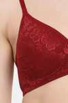Clovia Lightly Padded Non Wired Full Coverage T-Shirt Bra - Maroon — thumbnail 5