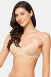 Clovia Lightly Lined Non Wired Full Coverage T-Shirt Bra - Nude — thumbnail 3
