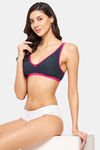 Clovia Double Layered Non Wired Medium Coverage T-Shirt Bra - Navy Blue — thumbnail 5