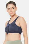 Clovia Lightly Lined Non Wired Full Coverage Super Support Bra - Blue — thumbnail 3