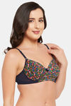 Clovia Lightly Padded Non Wired Full Coverage T-Shirt Bra - Navy Blue — thumbnail 2