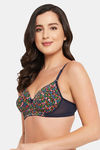 Clovia Lightly Padded Non Wired Full Coverage T-Shirt Bra - Navy Blue — thumbnail 3