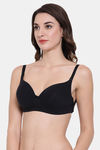 Clovia Lightly Padded Regular Wired Full Coverage T-Shirt Bra - Black — thumbnail 3