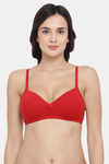 Clovia Lightly Padded Non Wired Full Coverage T-Shirt Bra - Red — thumbnail 1
