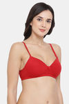 Clovia Lightly Padded Non Wired Full Coverage T-Shirt Bra - Red — thumbnail 2