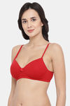 Clovia Lightly Padded Non Wired Full Coverage T-Shirt Bra - Red — thumbnail 3