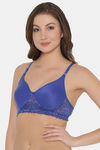 Clovia Lightly Padded Non Wired Full Coverage T-Shirt Bra - Blue — thumbnail 3