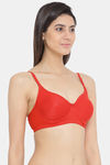 Clovia Lightly Padded Non Wired Full Coverage T-Shirt Bra - Red — thumbnail 2