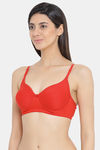Clovia Lightly Padded Non Wired Full Coverage T-Shirt Bra - Red — thumbnail 3