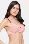Clovia Lightly Padded Non Wired Medium Coverage T-Shirt Bra - Peach — thumbnail 2